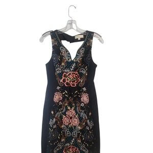Moulinette Soeurs anthropoligie Floral Sheath Dress Sleeveless Black‎ Size 2